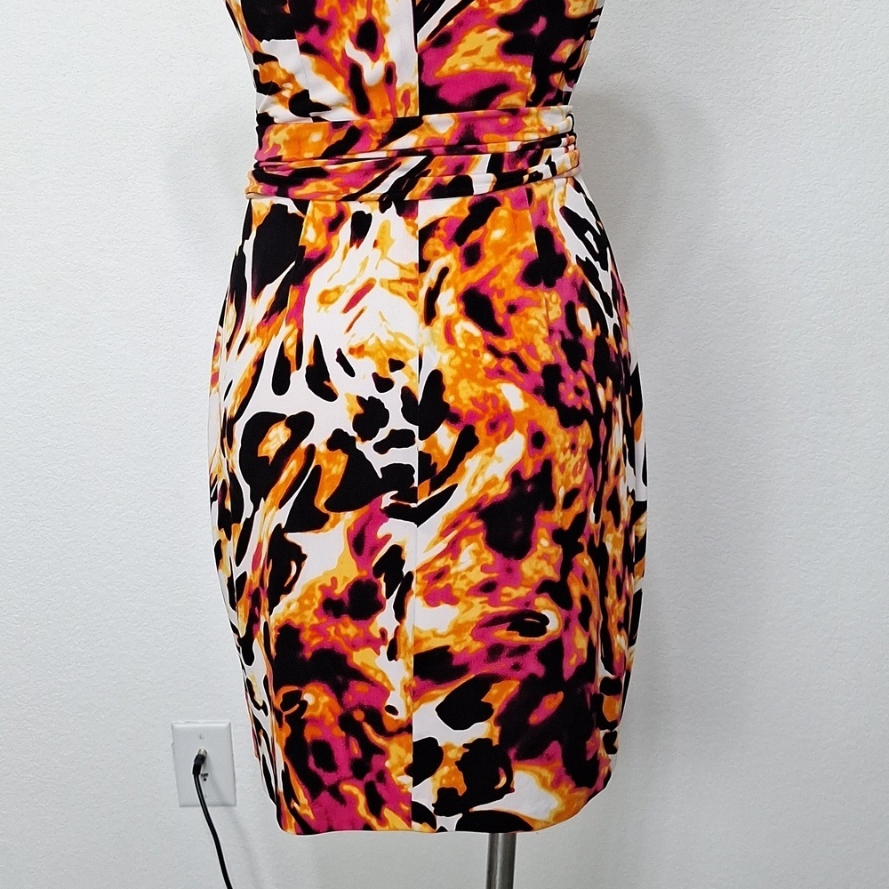 Cache "NEW" Colorful Neon Animal Print Mobwife Maximalism BeltedDress Size 14 - Picture 9 of 15